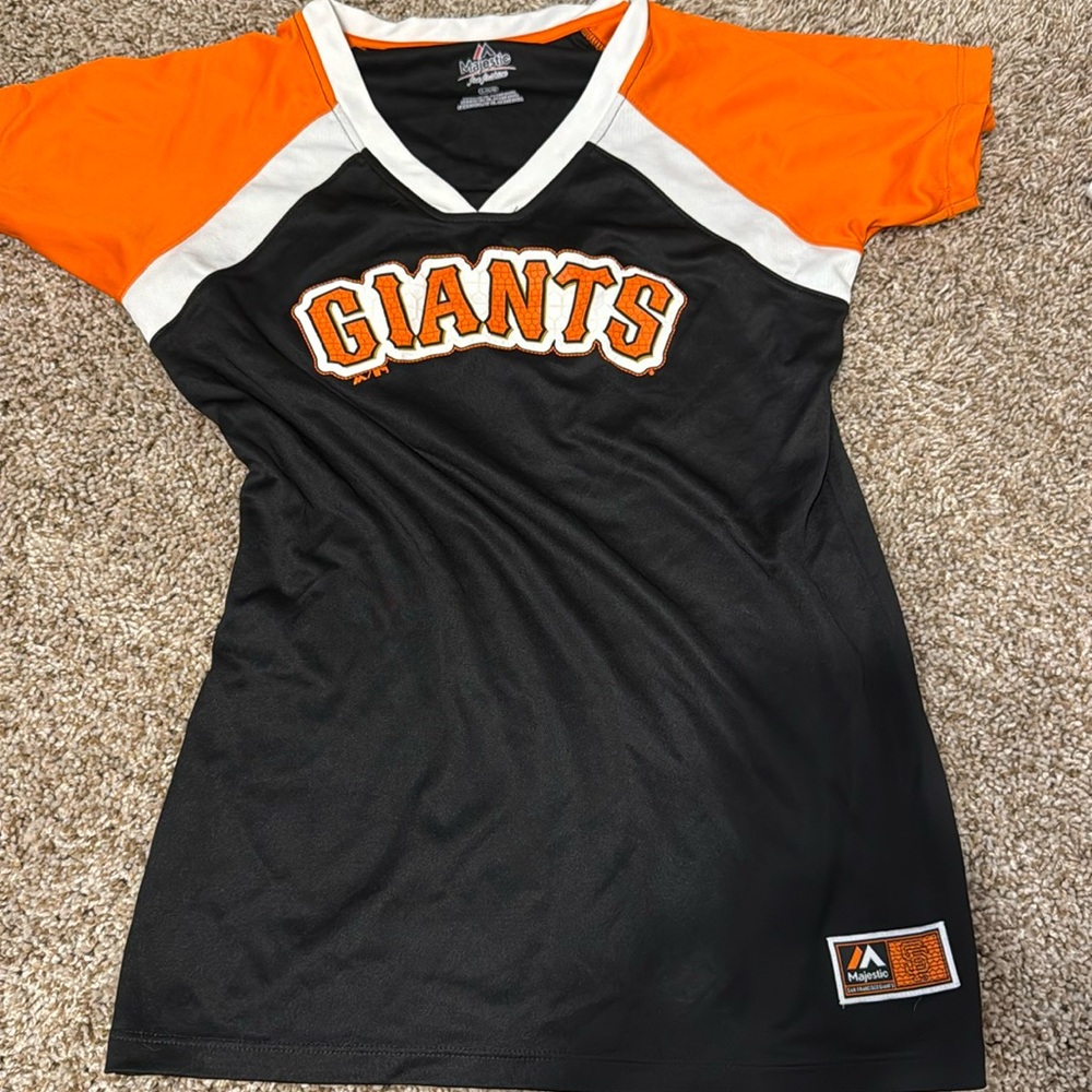 Majestic Giants Black & Orange Short Sleeve V-Neck Tee